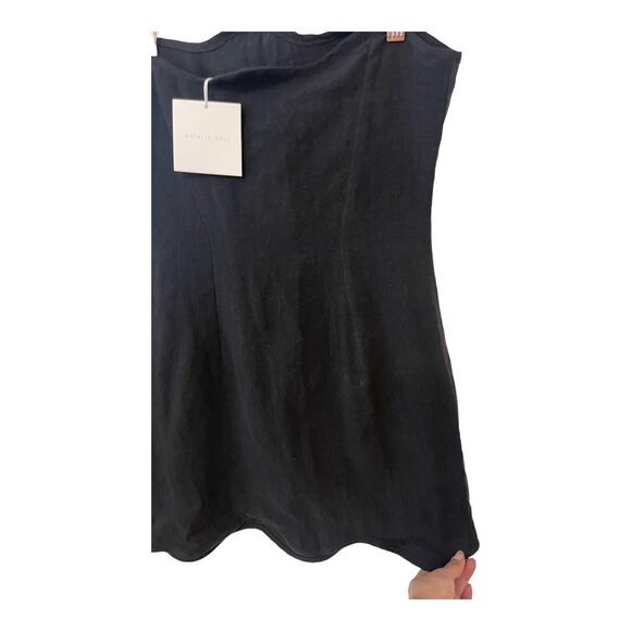 Revolve Natalie Rolt Daisy Linen Strapless Mini Dress Scalloped Edge Black Sz 2 - Picture 8 of 16